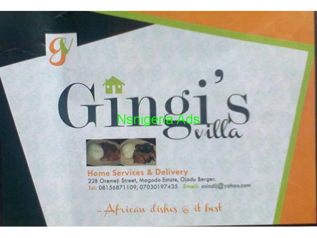 GINGI'S VILLA -- HOME SERVICES AND DELIVERY