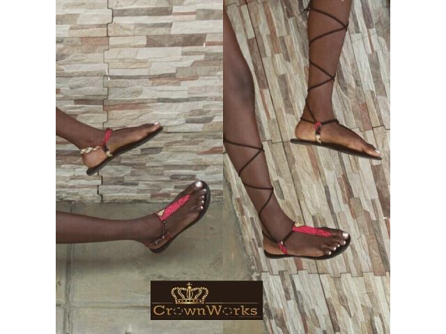 Double strap Ankara sandals by Crownworks