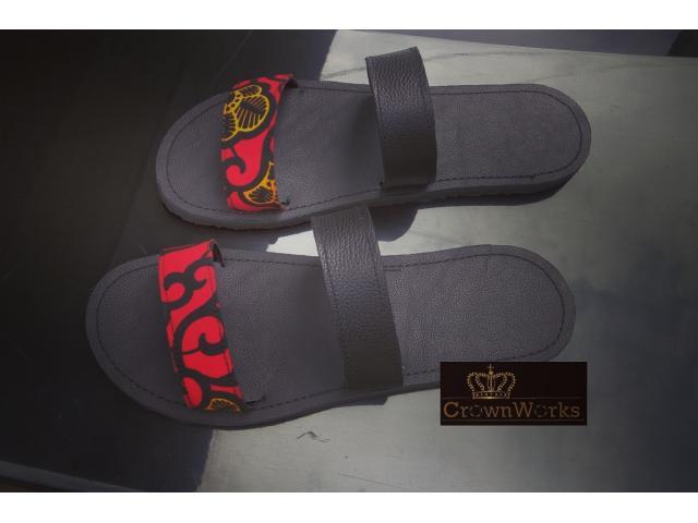 Get your Ankara mixed with leather slippers.